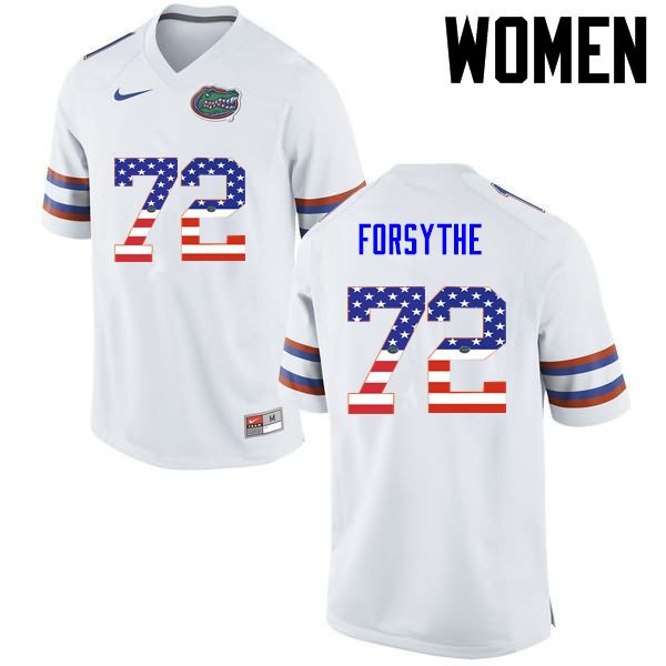 NCAA Florida Gators Stone Forsythe Women's #72 USA Flag Fashion Nike White Stitched Authentic College Football Jersey HSI3864TJ